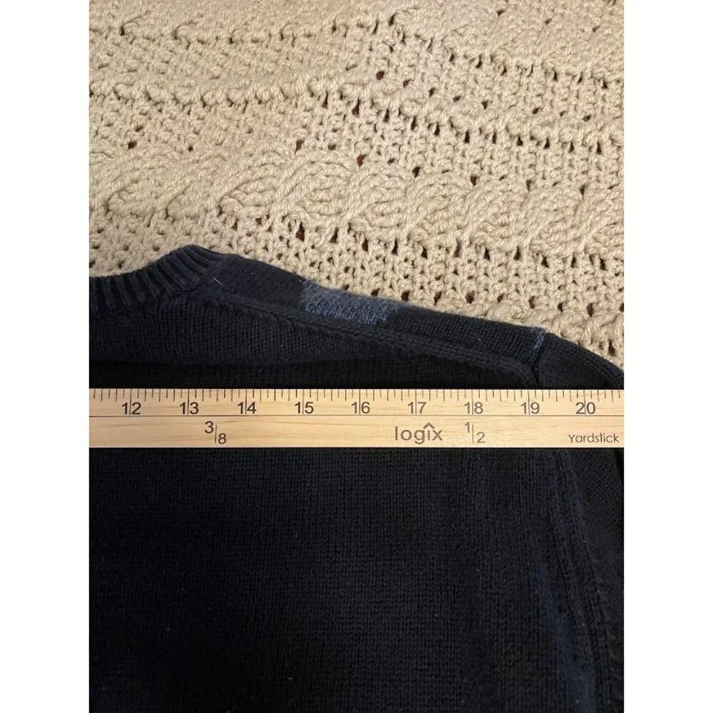 Nautica Mens Argyle Sweater L Black Blue Gray 100% Cotton Classic Knit Long Slee
